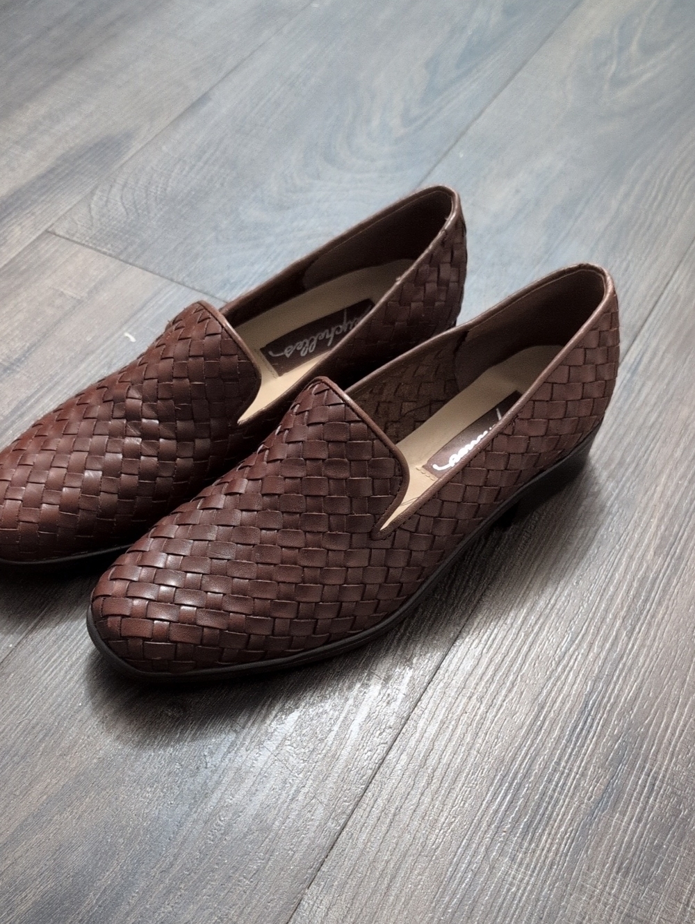 Seychelles Wanda Leather Woven Loafers in Dark Brown